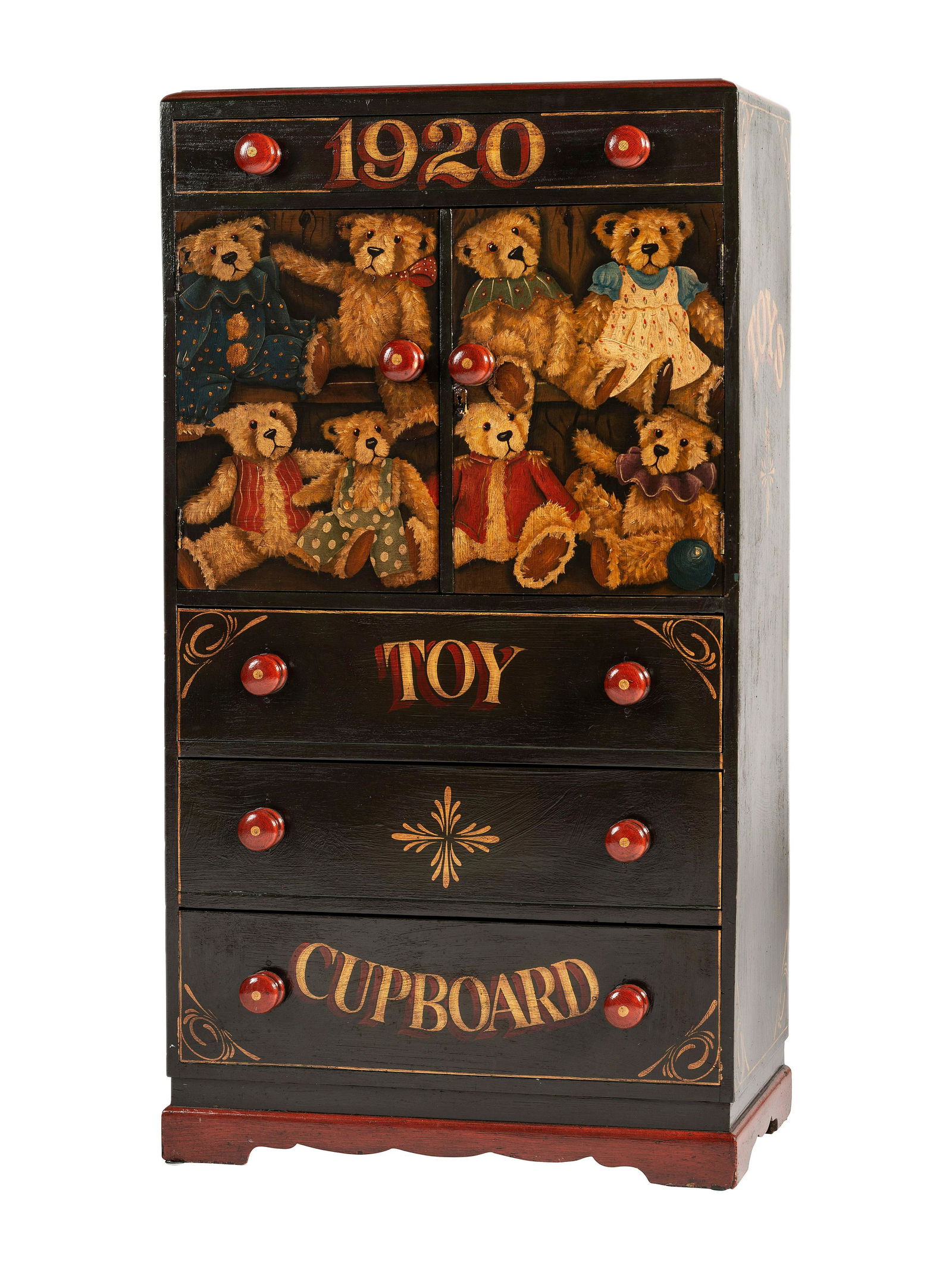 A Paint Decorated Pine Toy Cupboard (1 of 5)