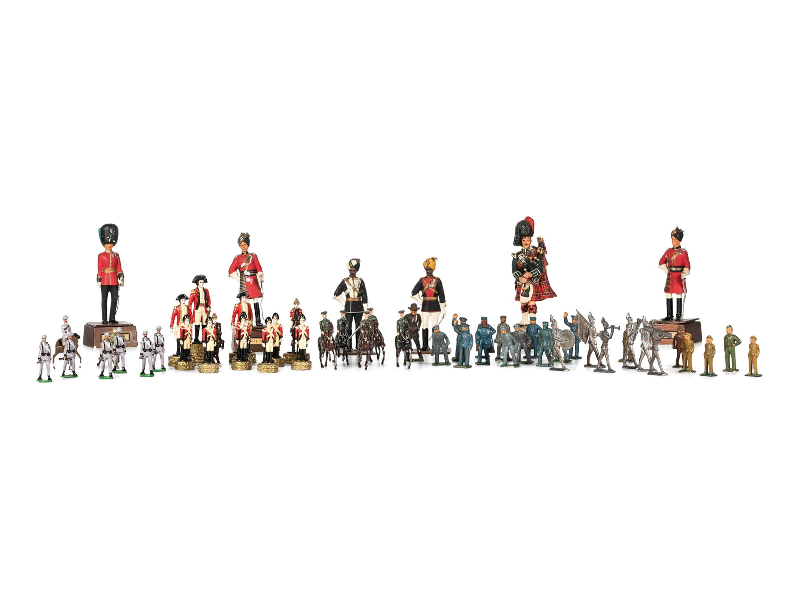 Fifty-Six Painted Lead and Cast Metal Soldiers: Fifty-Six Painted Lead and Cast Metal Soldiers English and American, 20th Century Height of largest 7 1/2 inches.