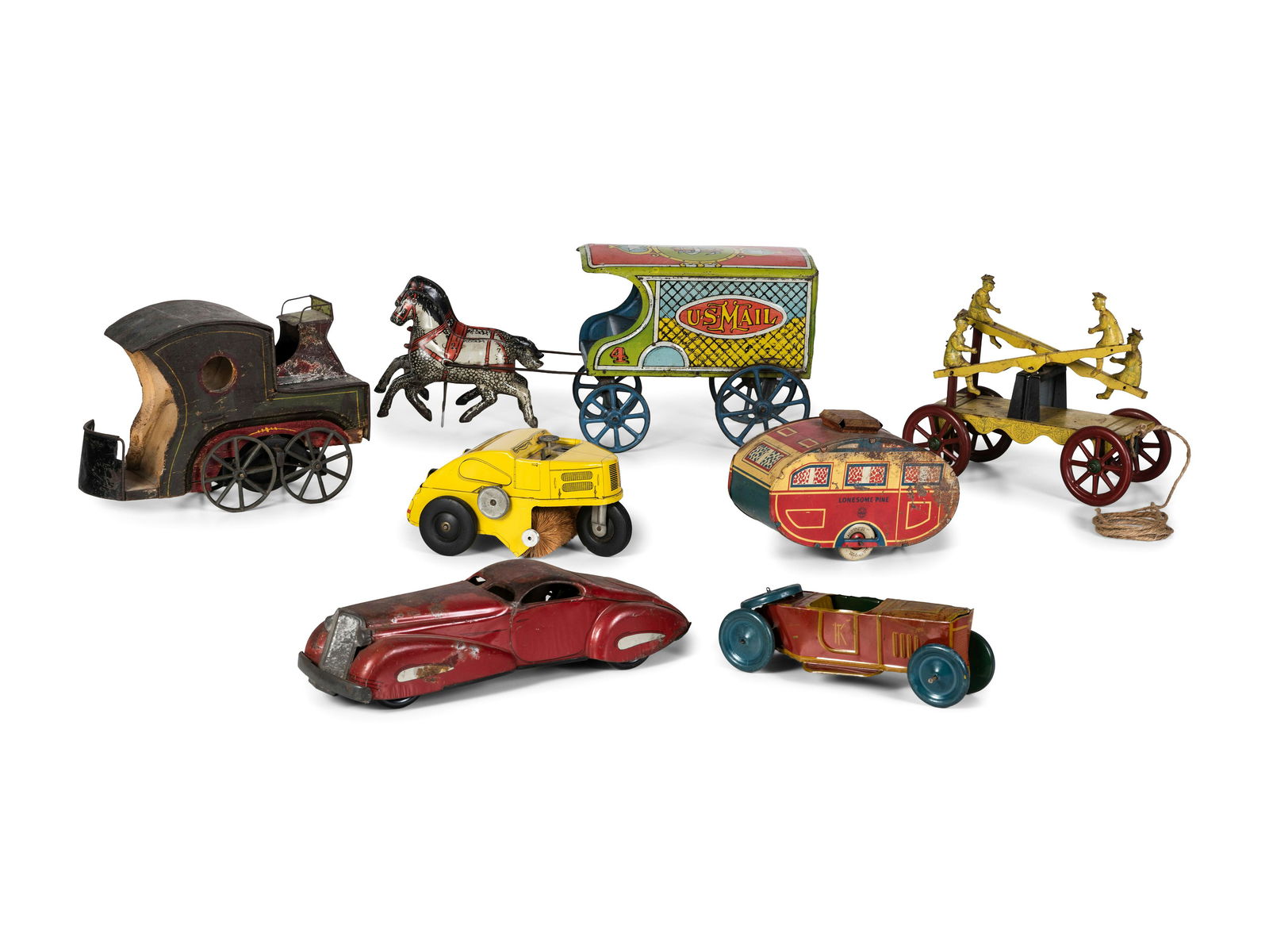 Six Tin Lithograph and Painted Toy Vehicles (1 of 5)