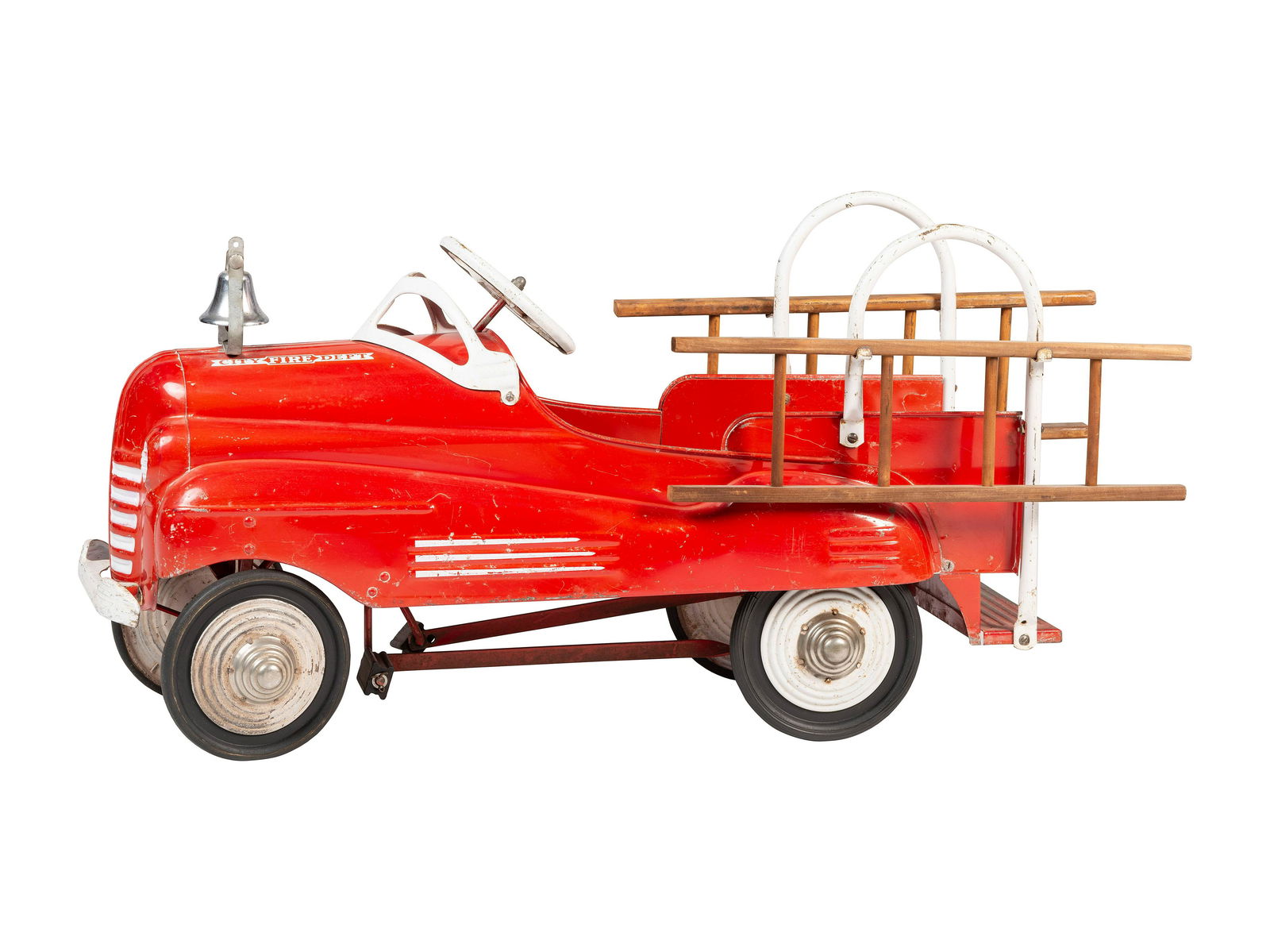 A 'City Fire Department' Pressed Steel Fire Truck Pedal Car (1 of 5)