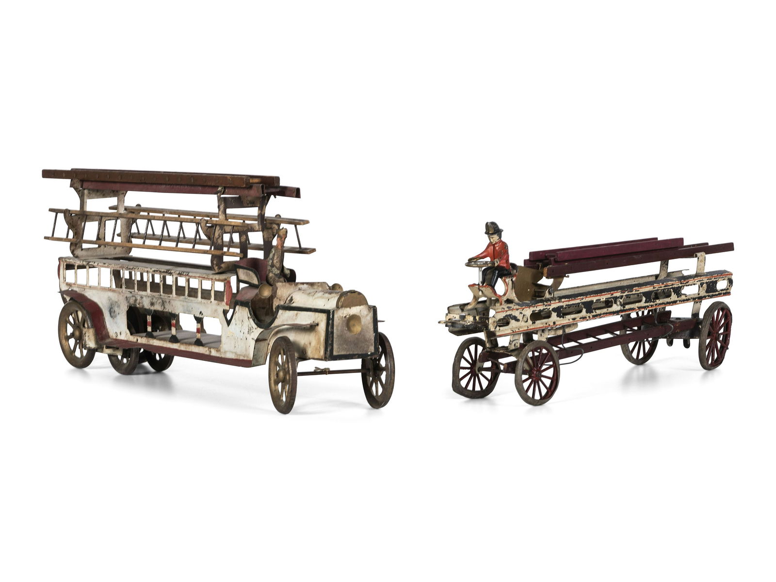 Two Pressed Steel and Tin Toy Fire Trucks (1 of 7)
