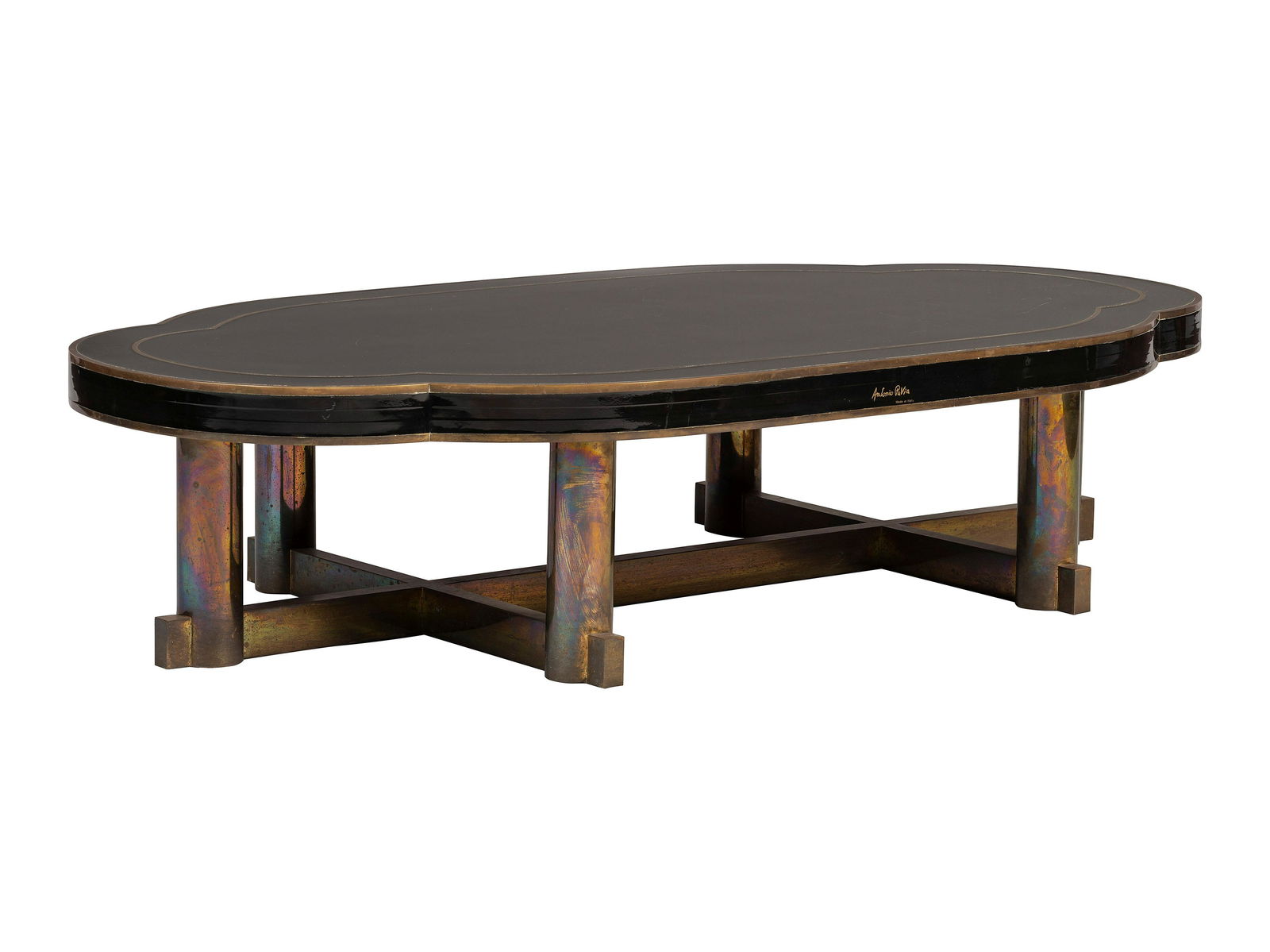 A Brass and Black Lacquer Coffee Table (1 of 3)