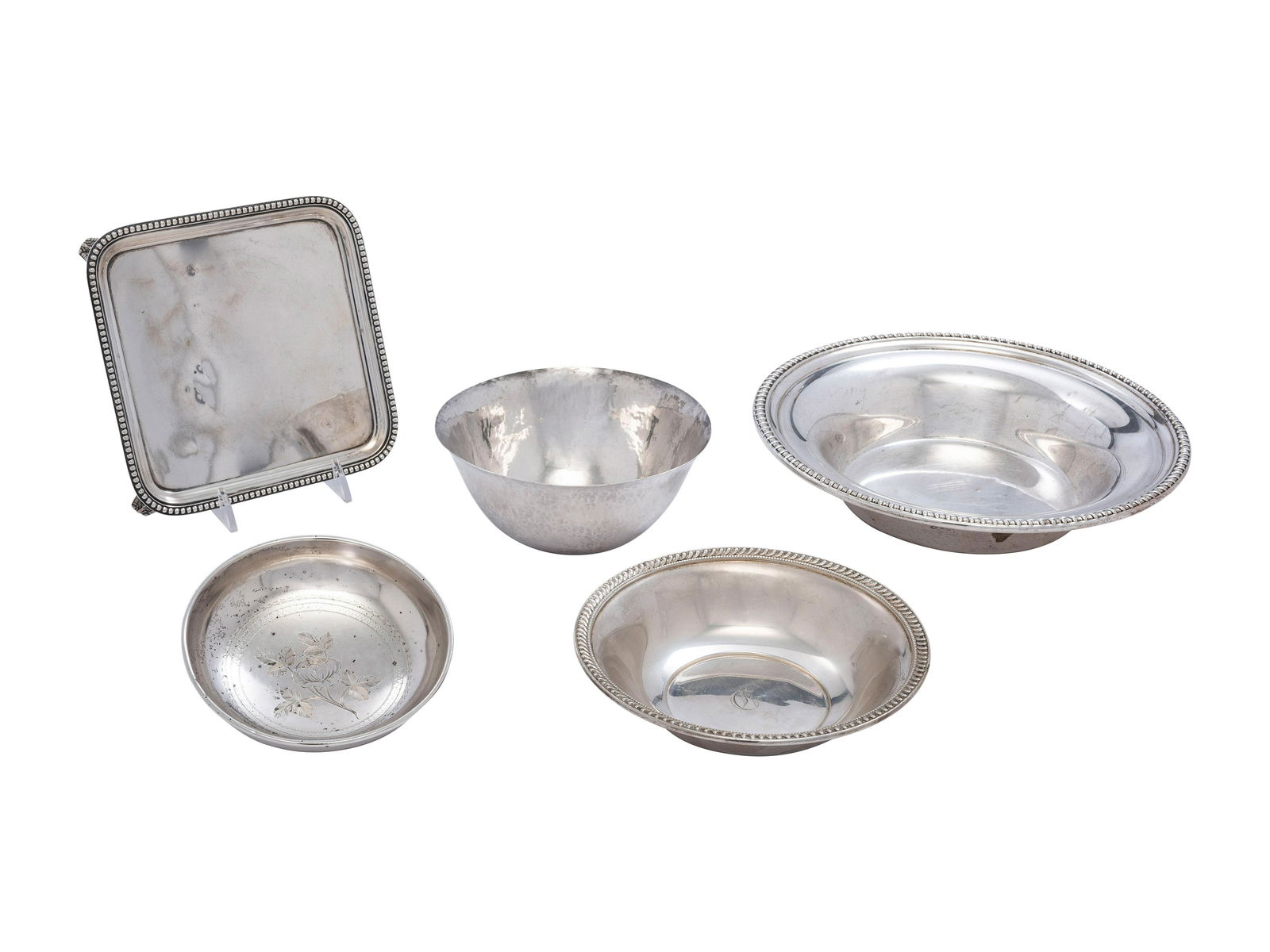 Four American Silver Serving Bowls and a Tray (1 of 5)