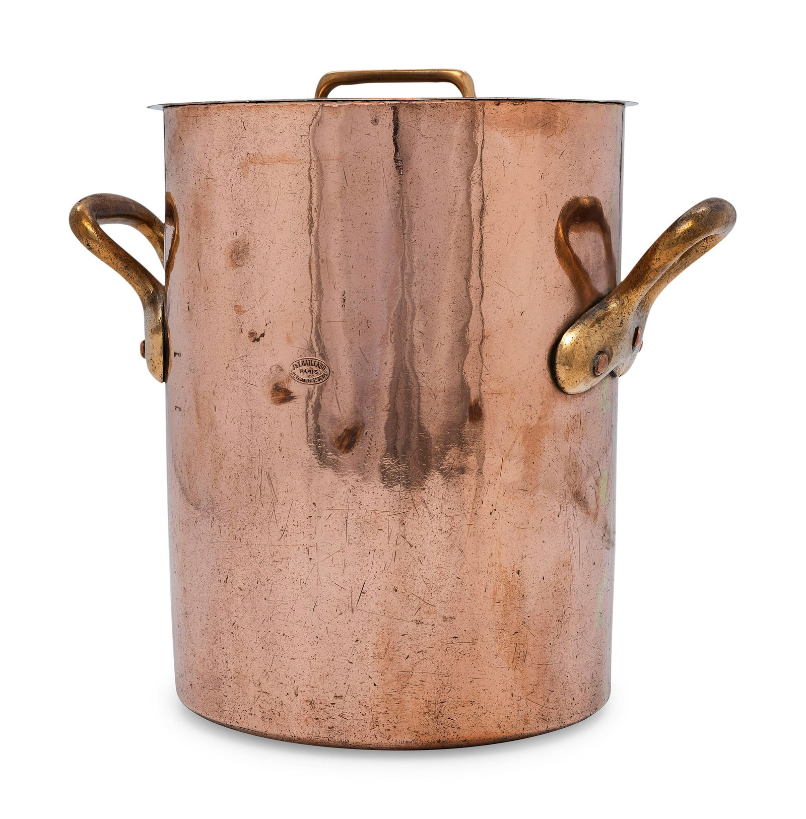 A French Copper Stock Pot with Cover and Brass Handles (1 of 7)