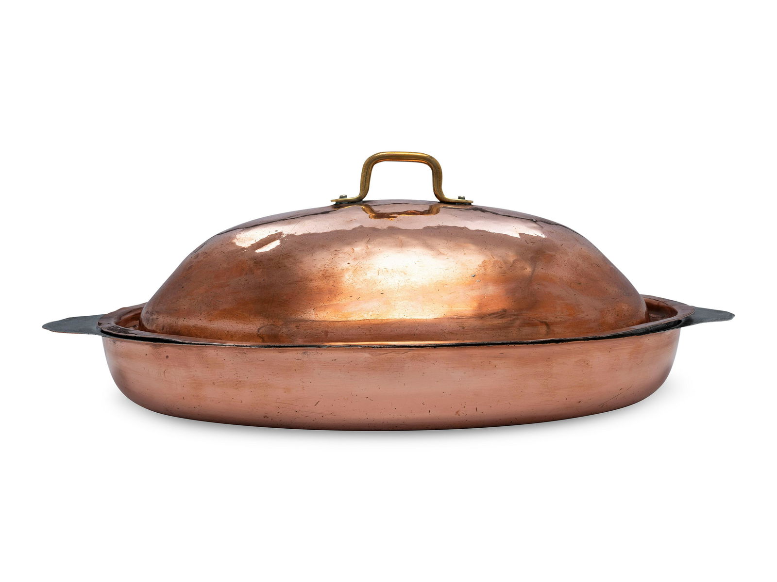 An American Copper Oval Au Gratin Dish with Cover (1 of 3)