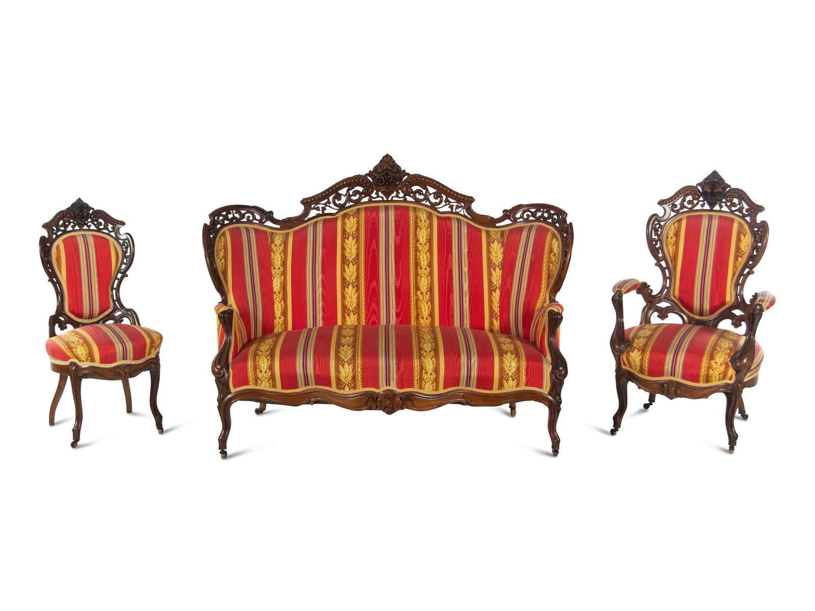 A Renaissance Revival Laminated and Carved Rosewood Three-Piece Parlor Suite (1 of 7)