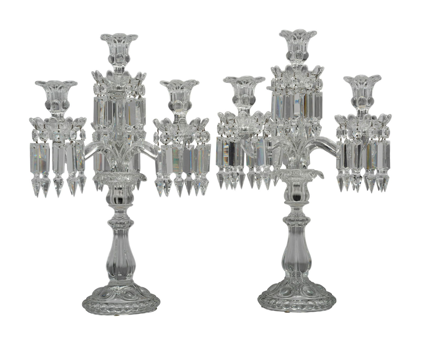 A Pair of Baccarat 'Medallion' Crystal Four-Light Candelabra (1 of 3)