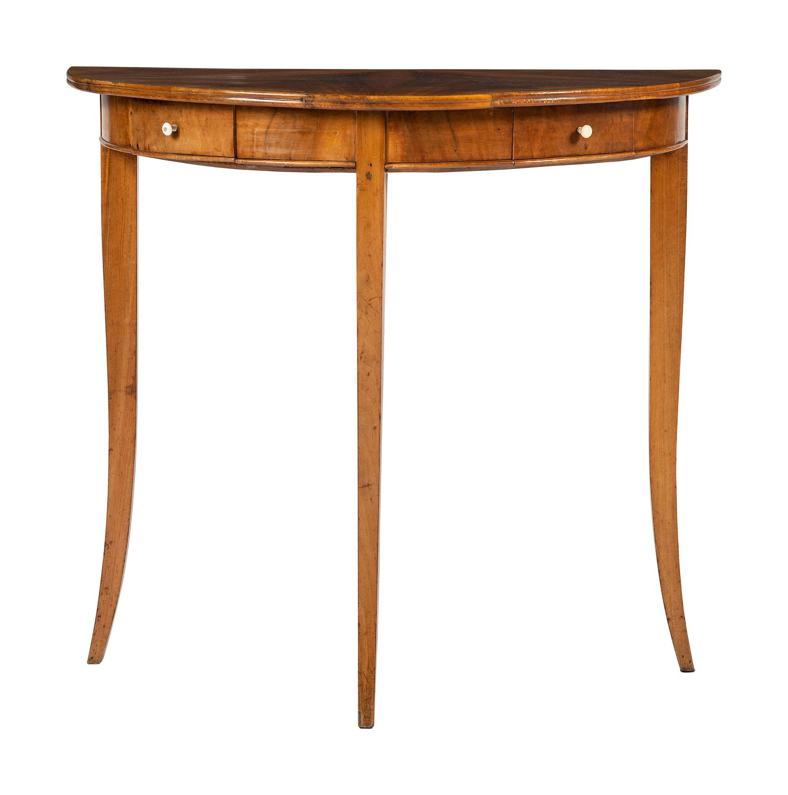 A Biedermeier Figured Birch Demilune Table (1 of 5)