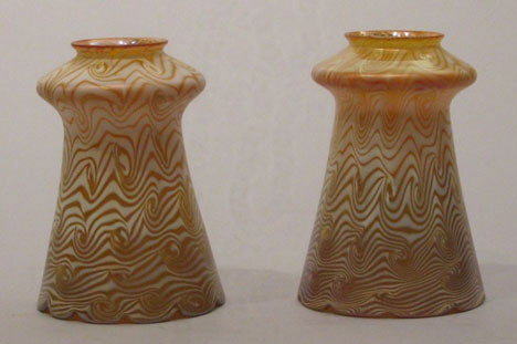 A Pair of Quezal iridescent glass shades, circa 19