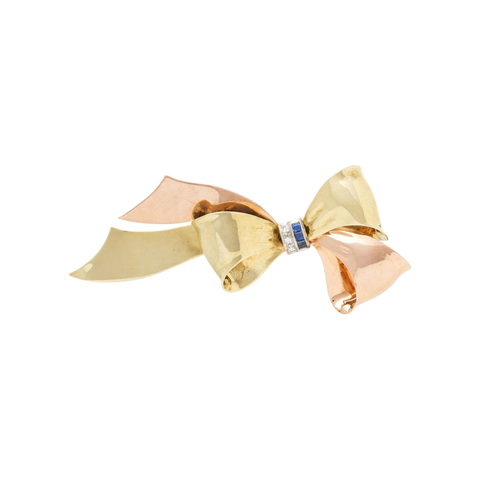 RETRO, BICOLOR GOLD BOW BROOCH (1 of 2)