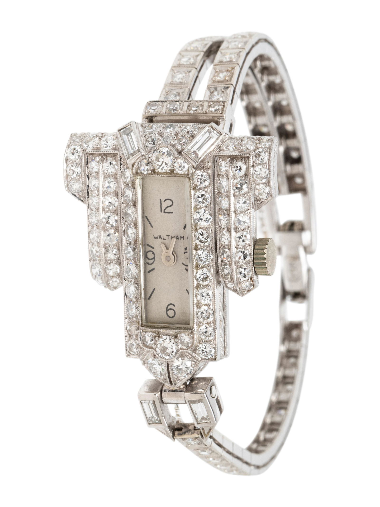 WALTHAM, 14K WHITE GOLD AND DIAMOND WRISTWATCH (1 of 3)