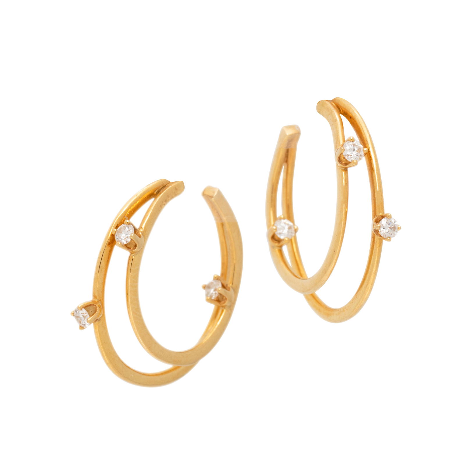 TIFFANY & CO., YELLOW GOLD AND DIAMOND HOOP EARRINGS (1 of 3)