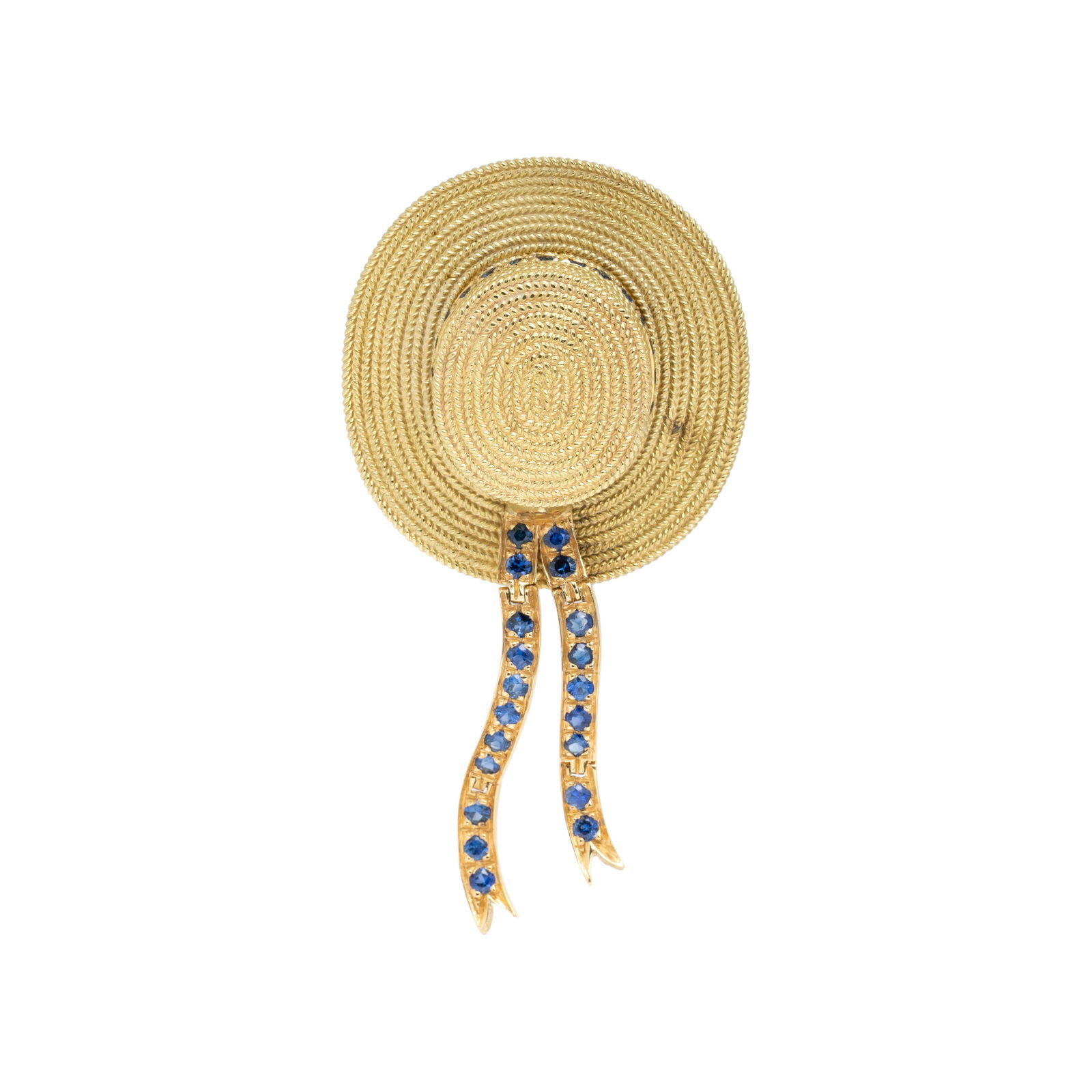 MISSIAGLIA, YELLOW GOLD AND SAPPHIRE HAT PENDANT/BROOCH (1 of 2)