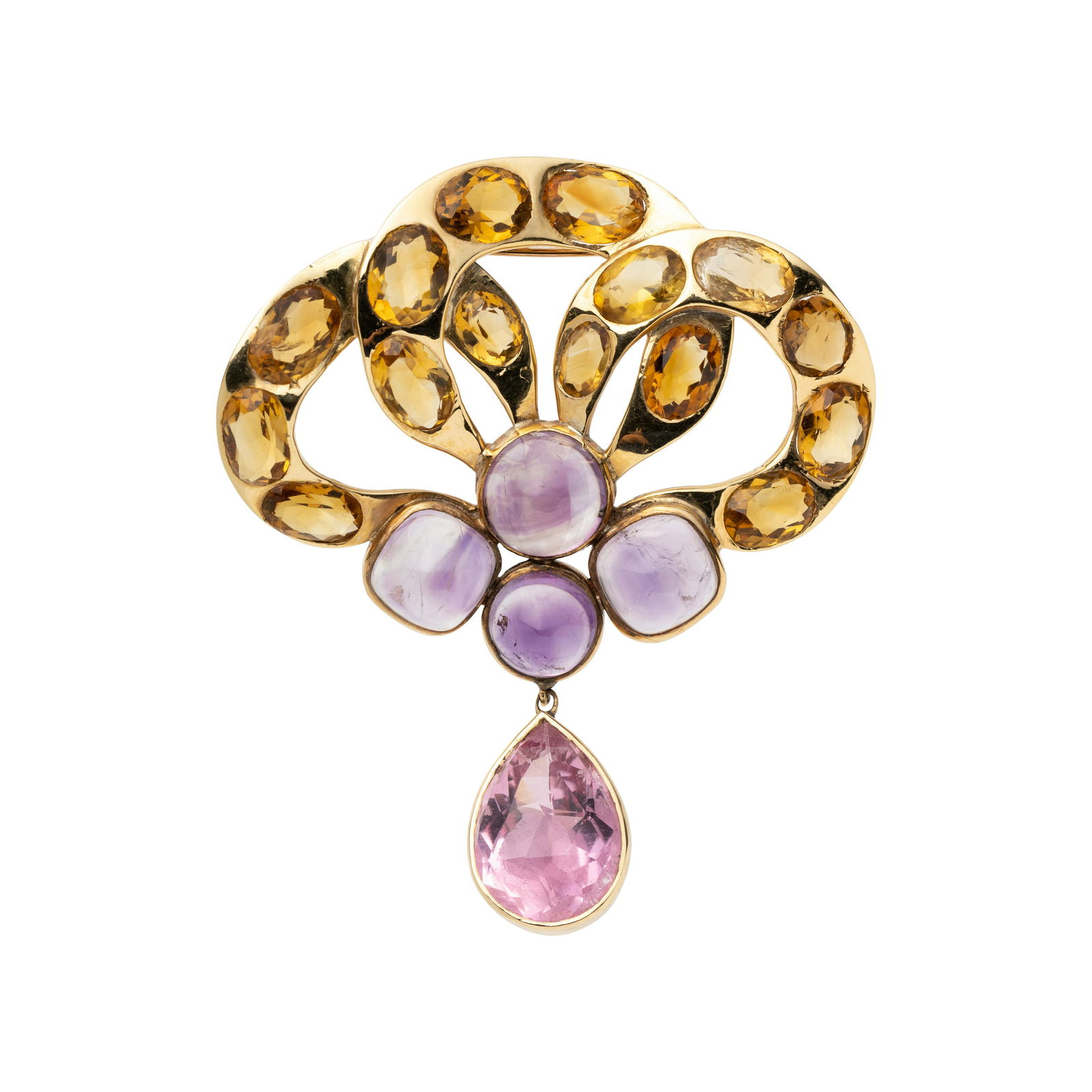 YELLOW GOLD AND MULTIGEM PENDANT/BROOCH (1 of 2)