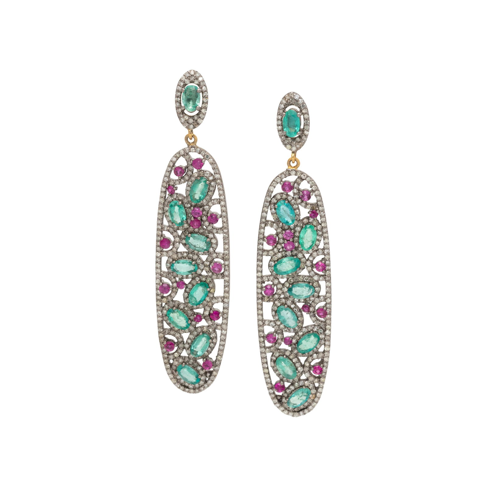 EMERALD, RUBY AND DIAMOND EARRINGS (1 of 2)