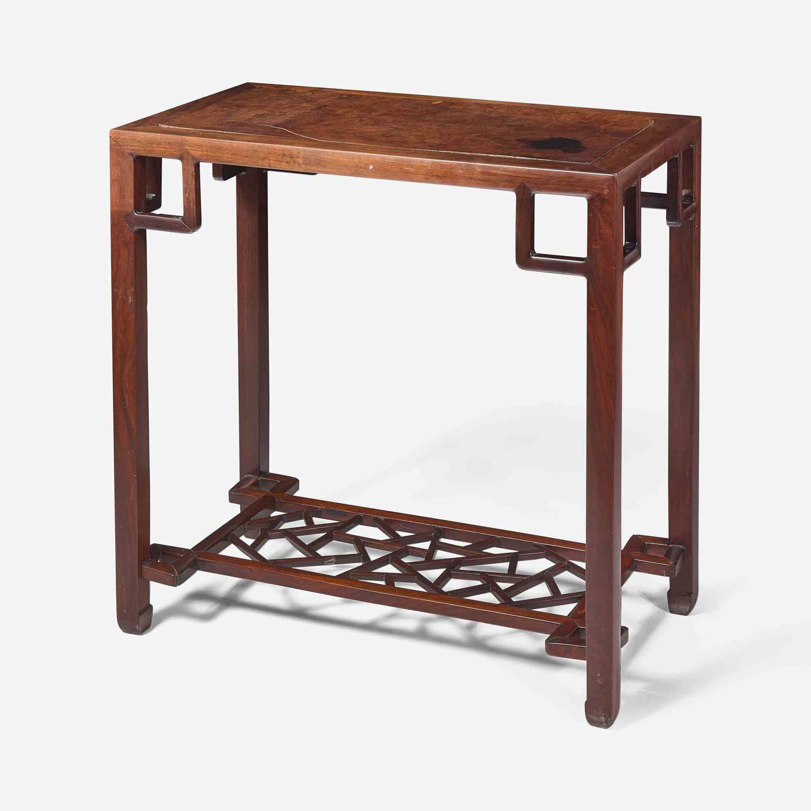 A Chinese huamu-inset hardwood side table (1 of 3)