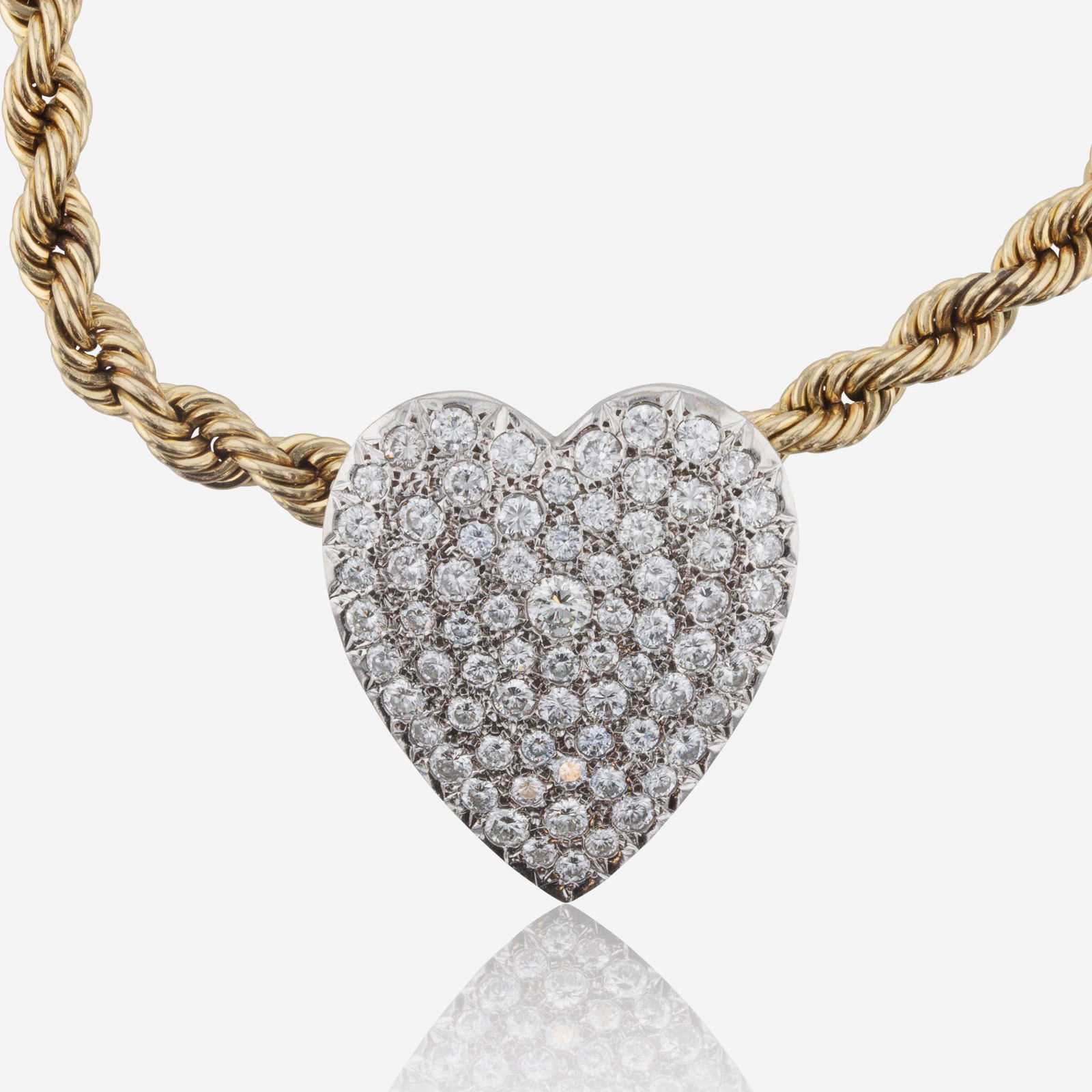 Diamond and 14K White Gold Pendant on Yellow Gold Rope Chain (1 of 2)