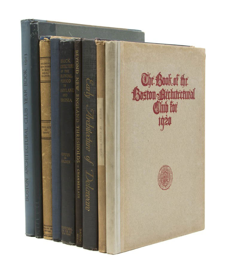 (ARCHITECTURE, AMERICAN) A group of 9 books pertai: (ARCHITECTURE, AMERICAN) A group of nine books pertaining to American architecture in New England. Year Book of the Boston Architectural Club. Piranesi: Reproductions of Some of the Better Known Plate