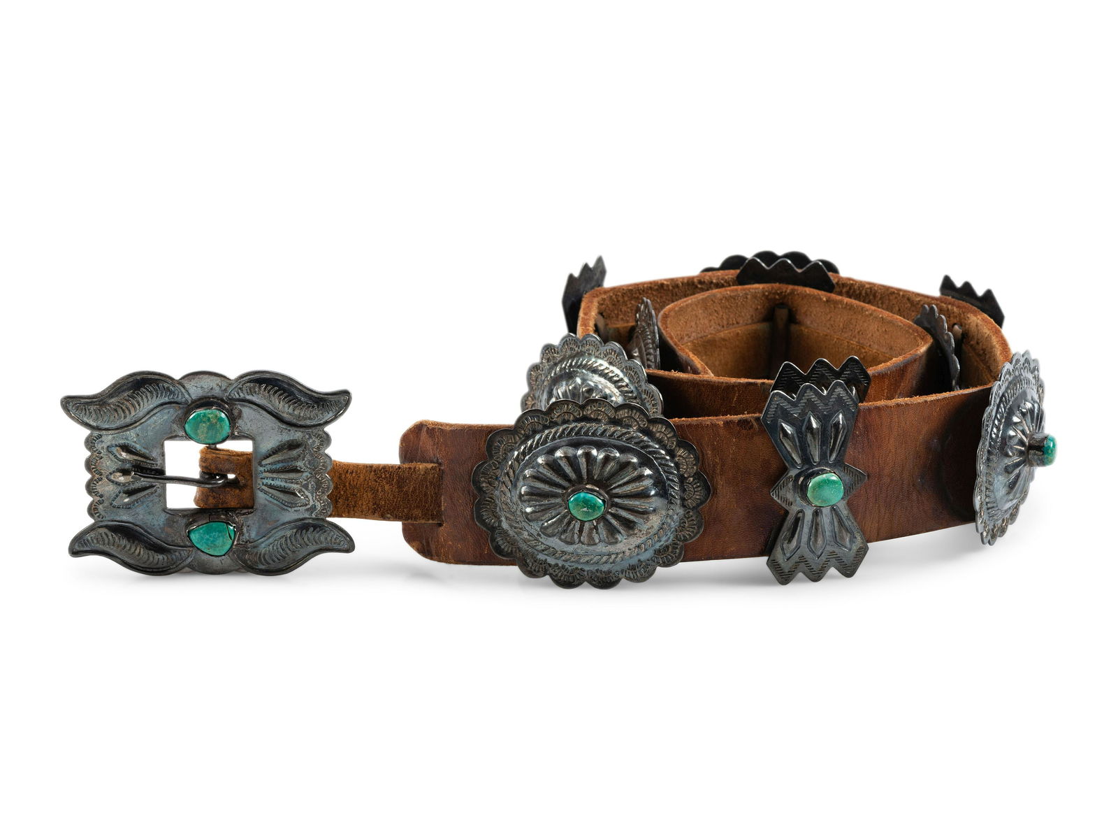 Navajo Silver and Turquoise Concha Belt (1 of 3)