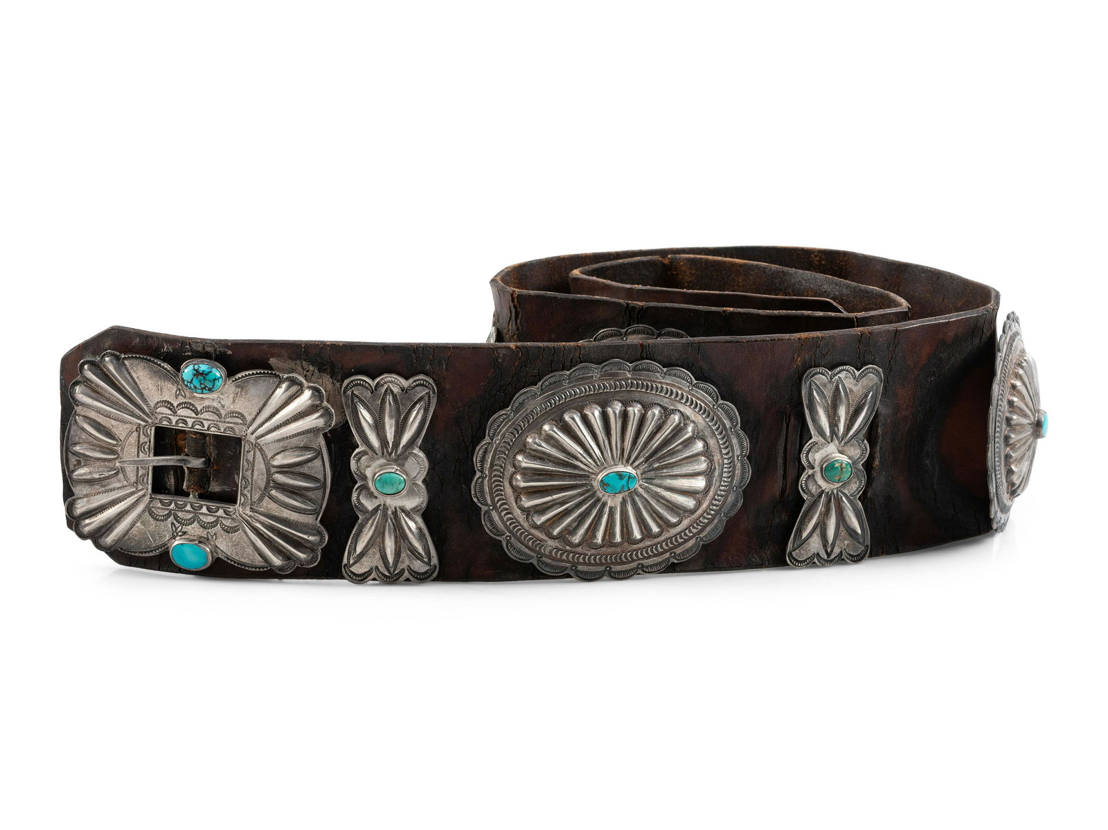 Navajo Silver and Turquoise Concha Belt (1 of 3)