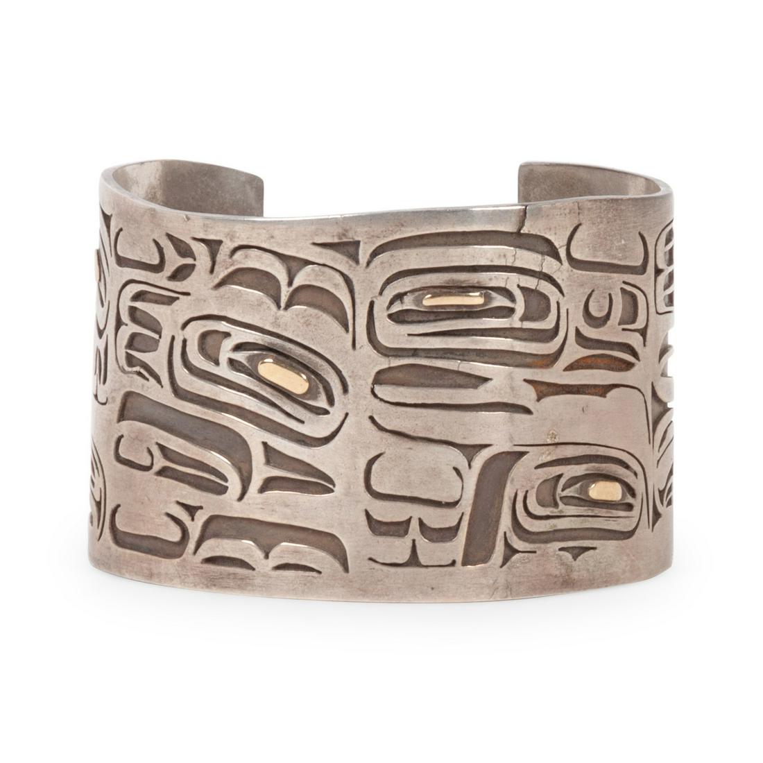 Northwest Coast Silver Cuff Bracelet, with 18K Gold Accents (1 of 4)