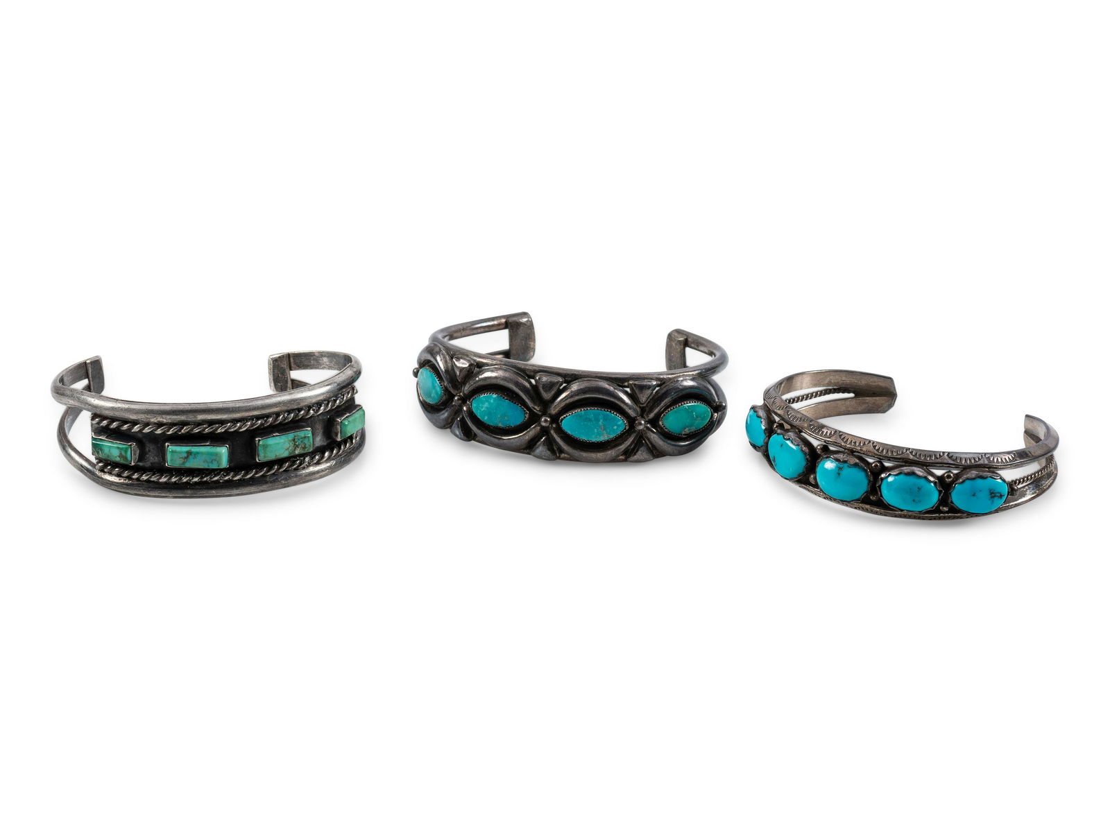 Navajo Silver and Turquoise Cuff Bracelets  (1 of 4)