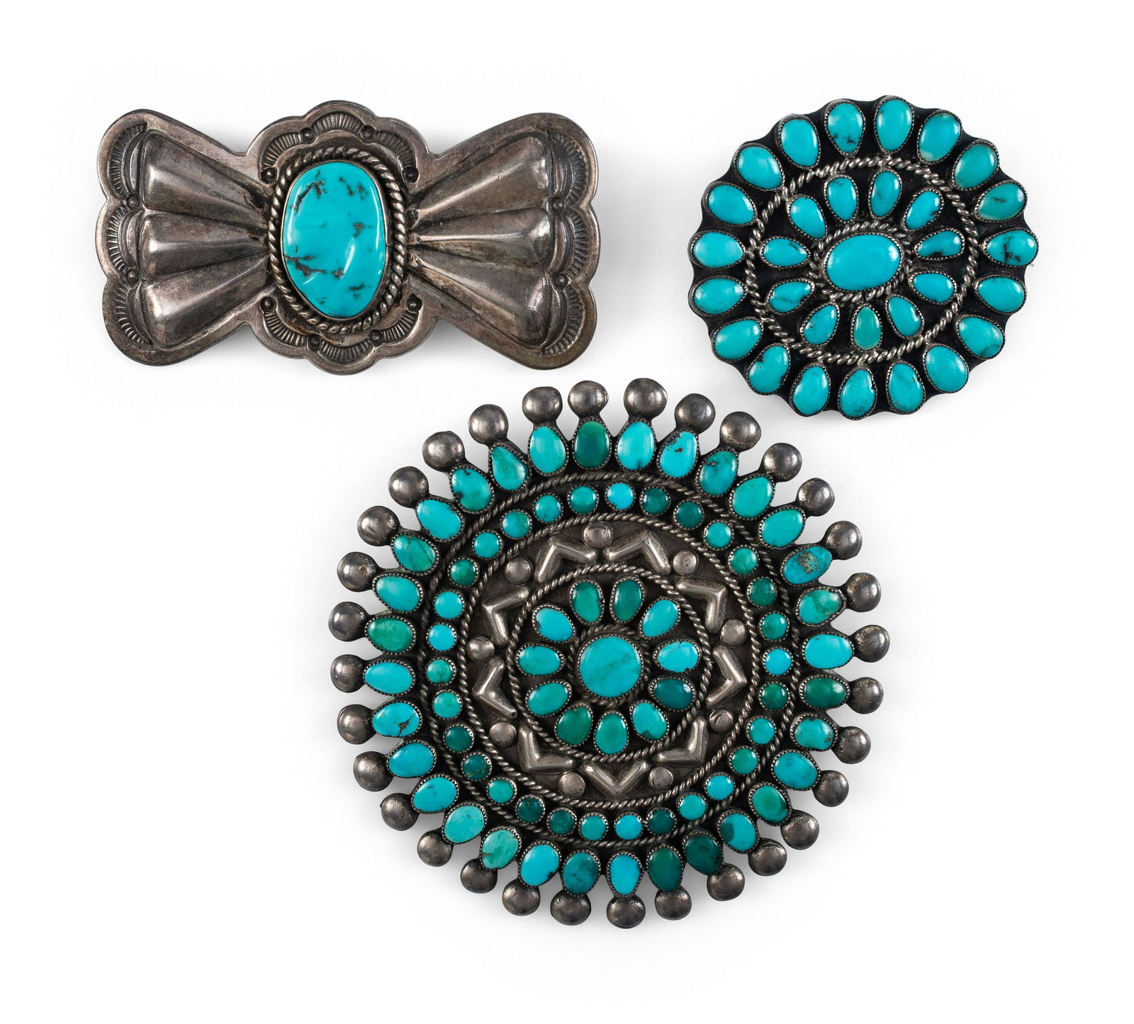 Navajo and Zuni Silver and Turquoise Brooches / Pins (1 of 4)