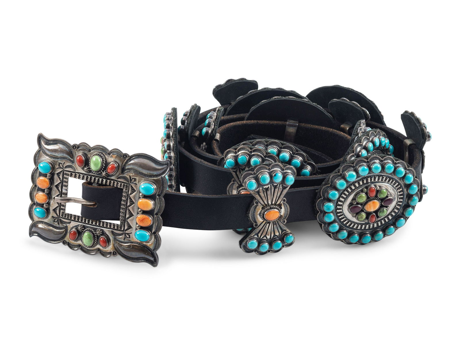 Andy Cadman (Dine, b. 1966) Sterling Silver Colorful Cluster Concha Belt (1 of 4)