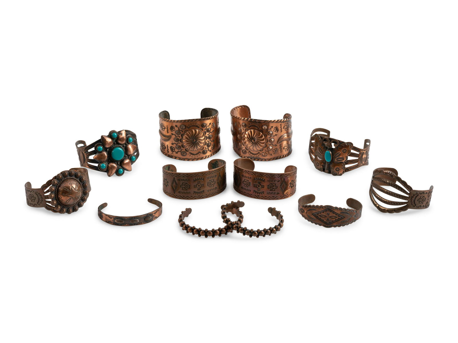 Fred Harvey Era Copper Trade Cuff Bracelets (1 of 7)