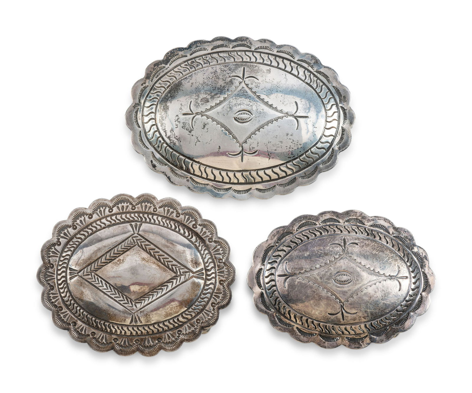 Navajo Heavily Stamped Belt Buckles (1 of 4)