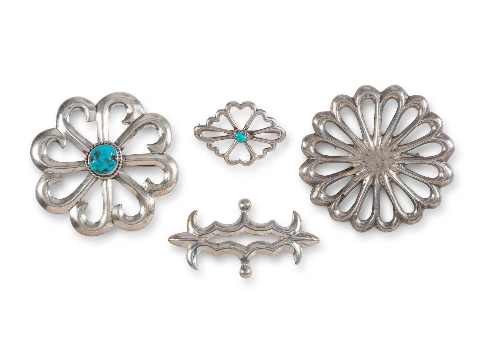 Navajo Sandcast Silver Pins / Brooches (1 of 3)