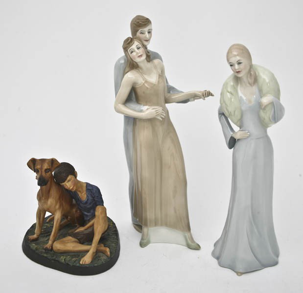 Two Royal Doulton Porcelain Figures, Height of tal: Two Royal Doulton Porcelain Figures, each from the Reflections collection, comprising Chic HN 2997, modeled by Robert Talbert 1986 and Bolero HN 3076, modeled by Adrian Hughes, 1985, toge