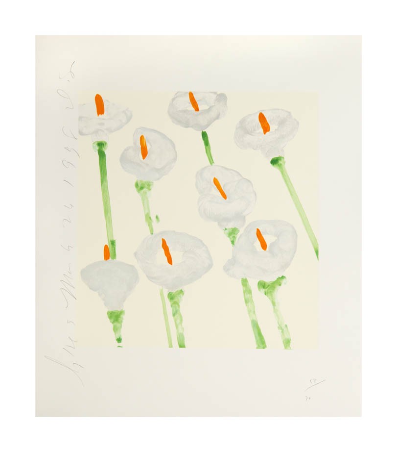 Donald Sultan, (American, b. 1951), Lilies, 1998: Donald Sultan (American, b. 1951) Lilies, 1998 serigraph edition 58/70, signed D.S., dated, and titled (left edge) 16 1/2 x 15 1/4 inches.