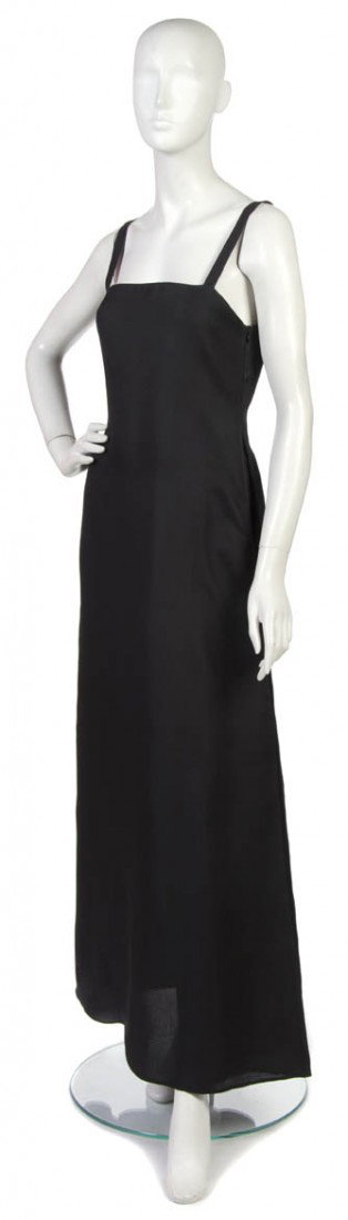 An Yves Saint Laurent Black Silk Gazar Evening Gow: An Yves Saint Laurent Black Silk Gazar Evening Gown. Labeled: Yves Saint Laurent.
