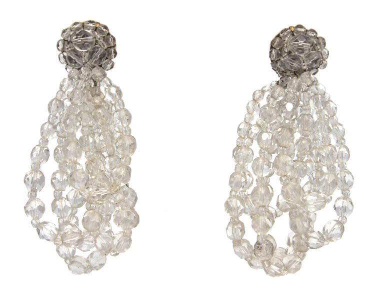 A Pair of Coppola e Toppo Crystal Shoulder Duster : A Pair of Coppola e Toppo Crystal Shoulder Duster Earclips. Stamped: Coppola e Toppo.