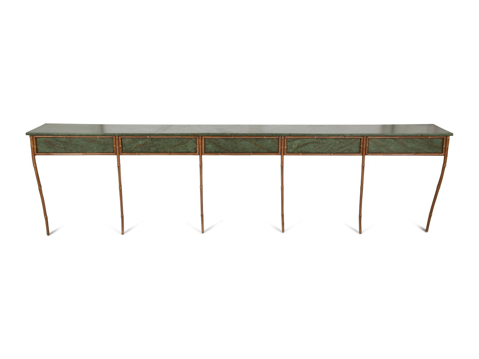 A Faux Bamboo and Faux Marble Painted Long Wall Console  (1 of 4)