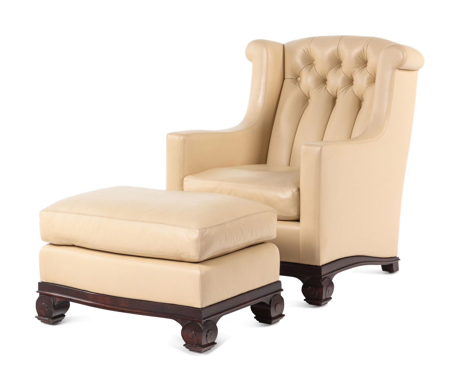 A Faux Leather Upholstered Lounge Chair and Ottoman (1 of 3)
