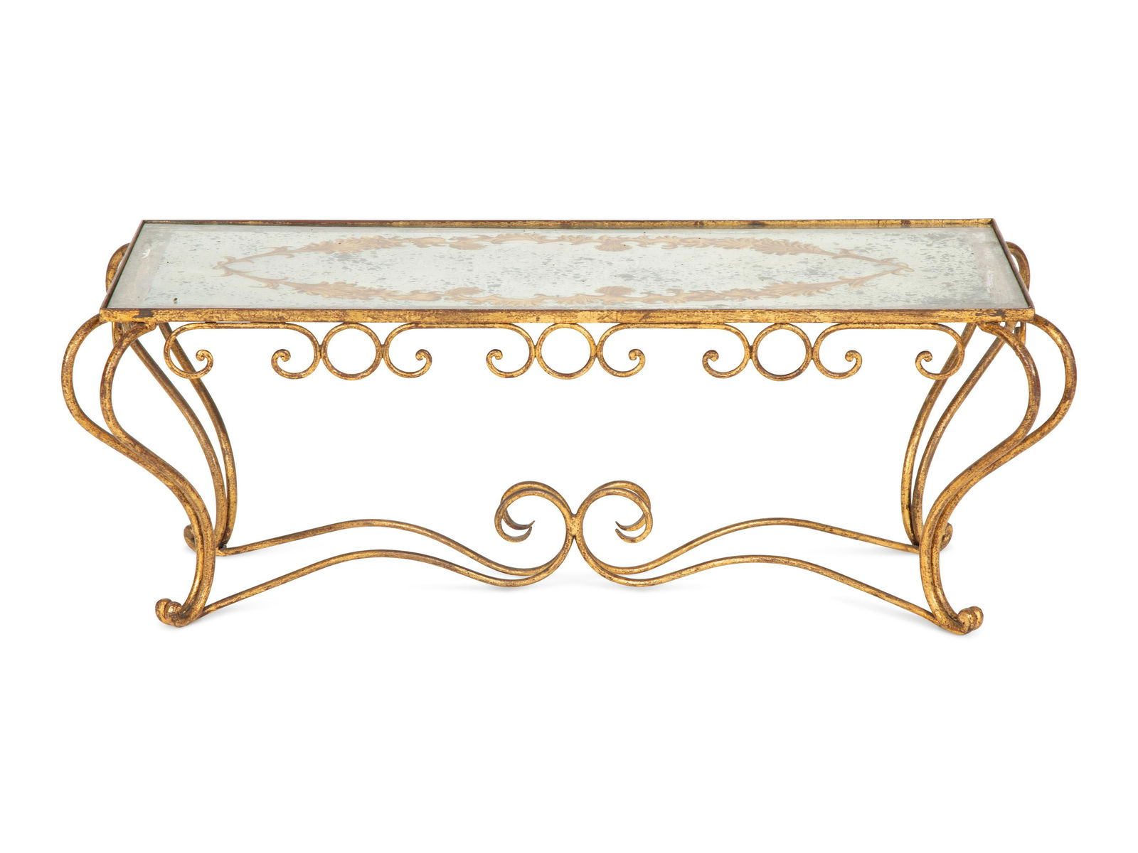 A Gilt Metal and Reverse Painted Glass Low Table  (1 of 5)
