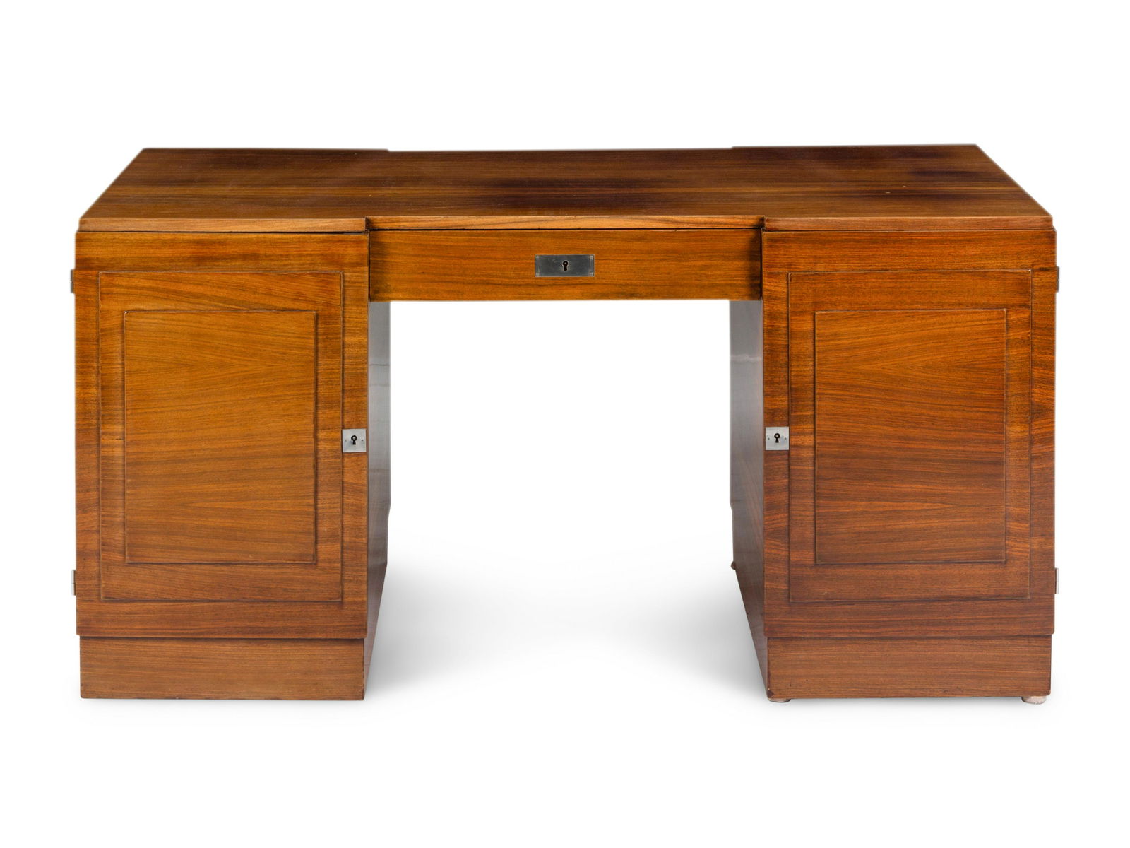An Art Deco Style Figured Walnut Pedestal Desk (1 of 3)