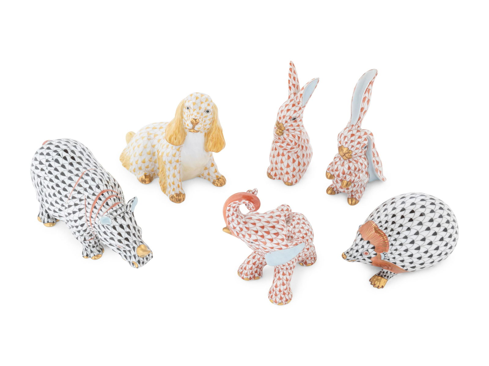 Six Small Herend Porcelain Animal Figurines (1 of 3)