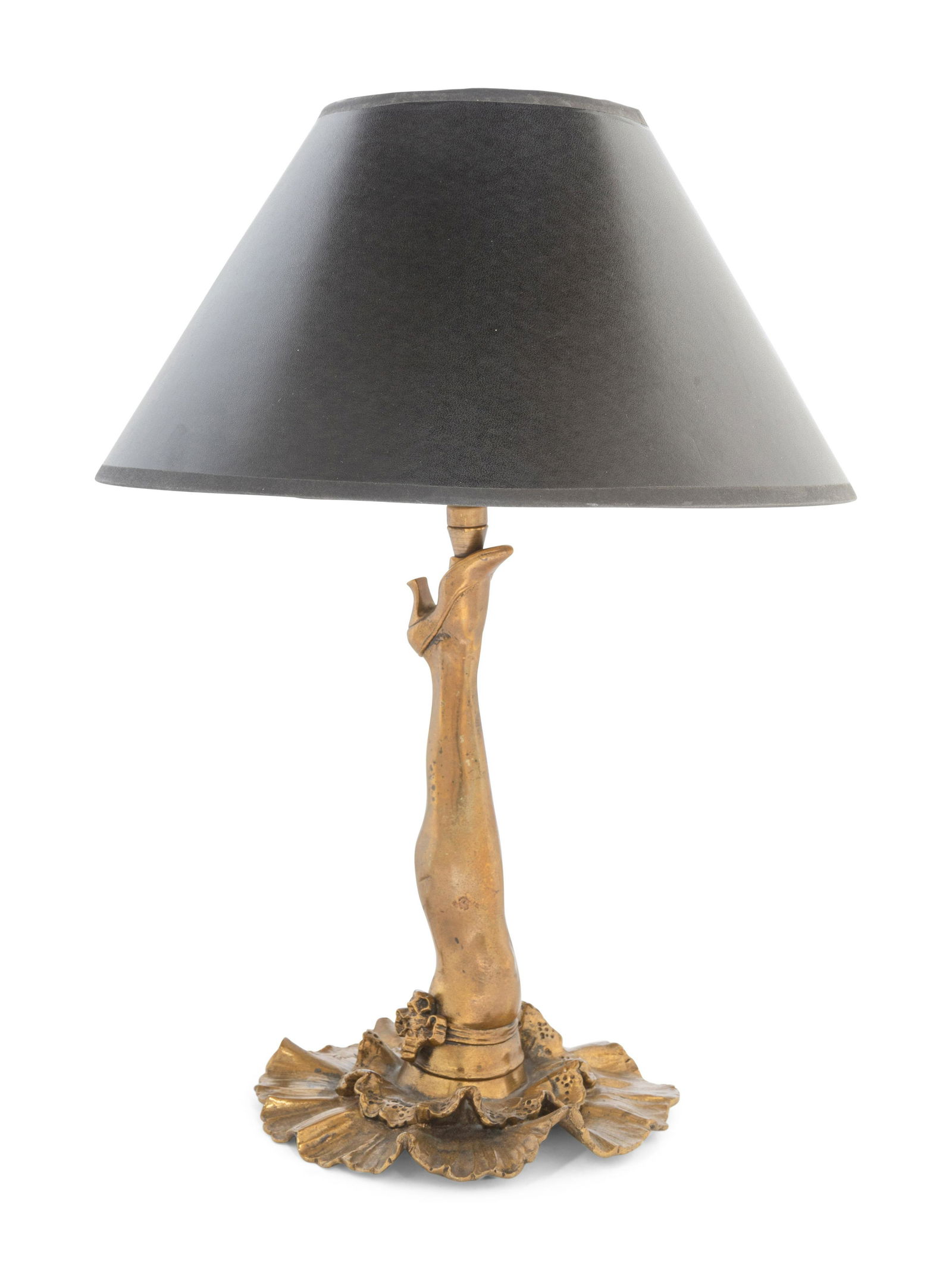 A Whimsical Gilt Metal "Cabaret Leg" Table Lamp (1 of 4)