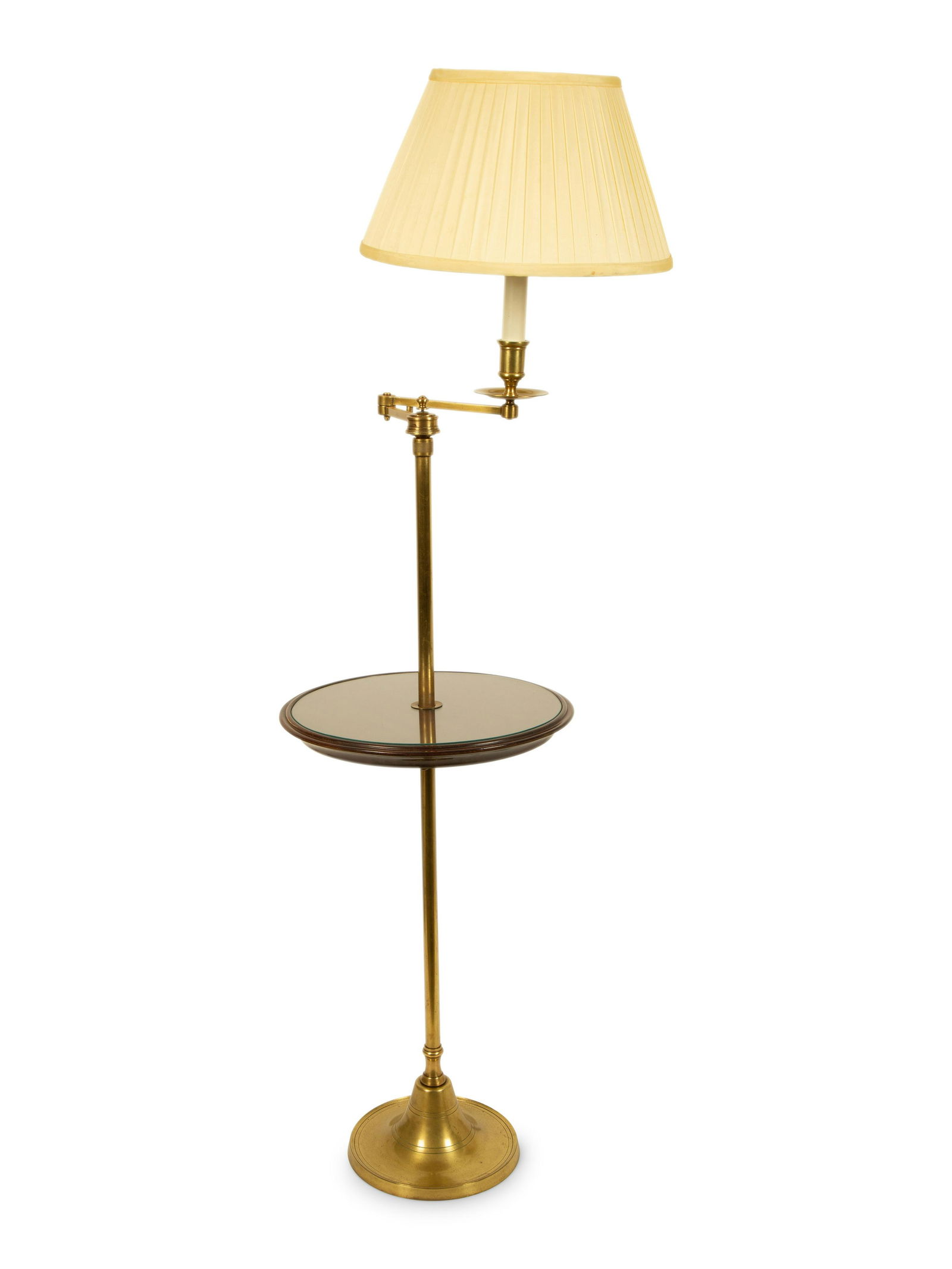 A Brass Floor Lamp with Mahogany Shelf (1 of 4)
