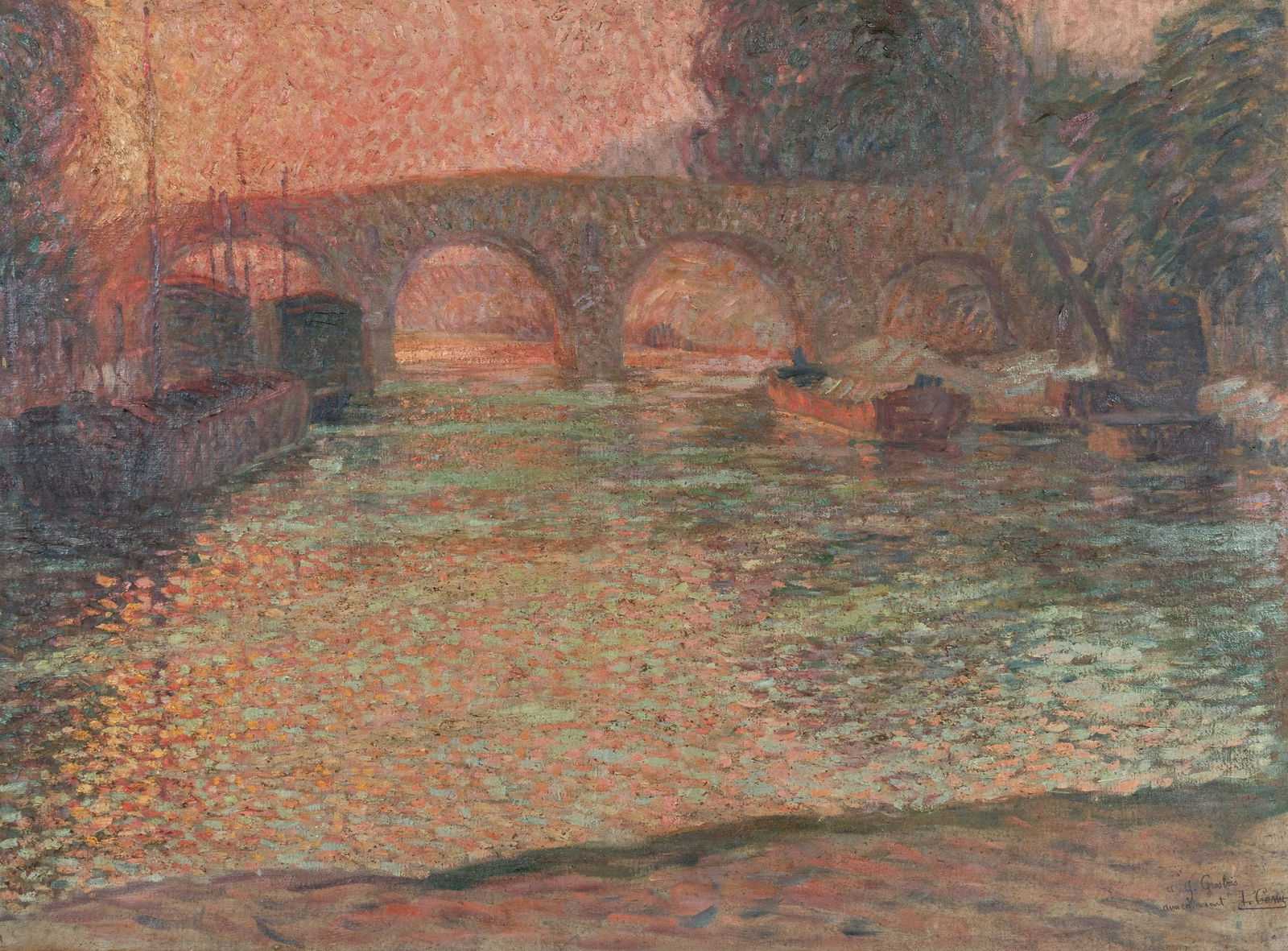 Alexandre-Paul Canu (French, 19th/20th century) Bridge over the Seine (1 of 5)