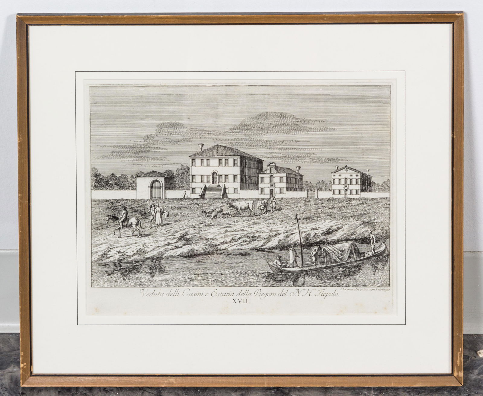 After Giovanni Francesco Costa (Italian, 1711-1773) Veduta delli Casini e Ostaria della Piegora del: After Giovanni Francesco Costa (Italian, 1711-1773) Veduta delli Casini e Ostaria della Piegora del NH Tiepolo19th century impression 8 3/4 x 12 3/4 inches. This lot is located in Chicago.