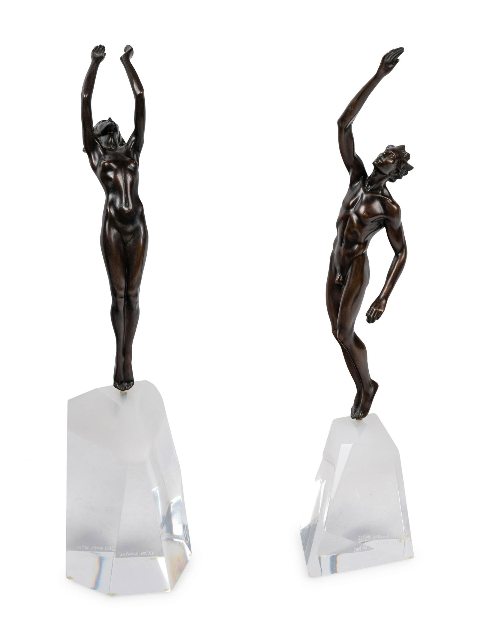 Frederick Hart (American, 1943-1999) Ascent to Victory, 1993: Frederick Hart (American, 1943-1999) Ascent to Victory, 1993 bronze on acrylic pedestals signed Hart, dated, numbered 316/400, and inscribed (lower edge) Height 19 1/4 inches. This lot is located in C