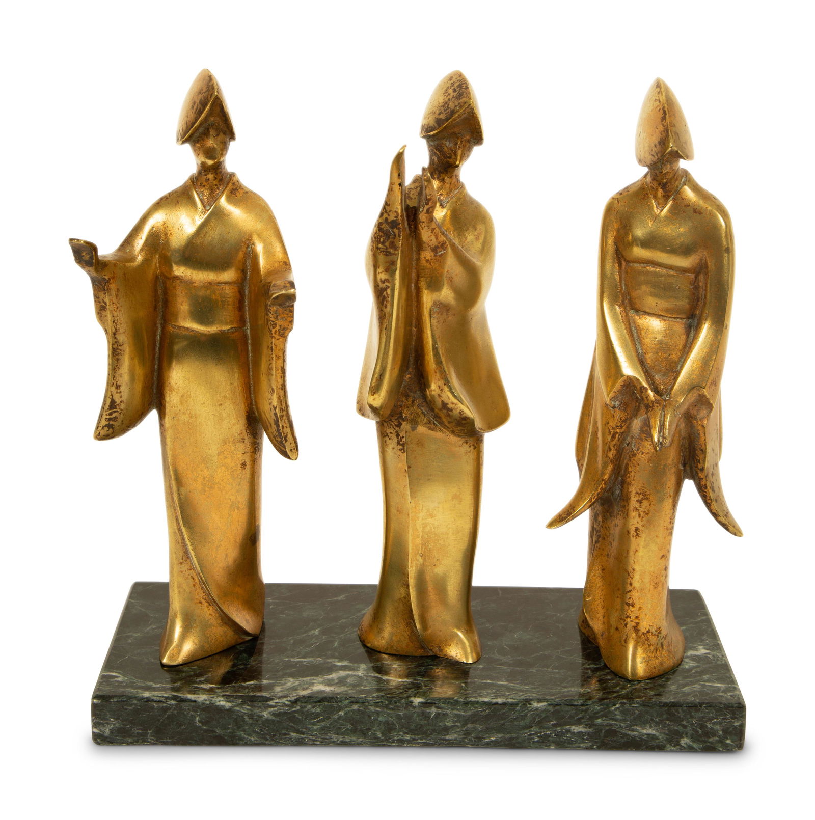 Three Japanese Brass Figures of Odori Dancers (1 of 7)