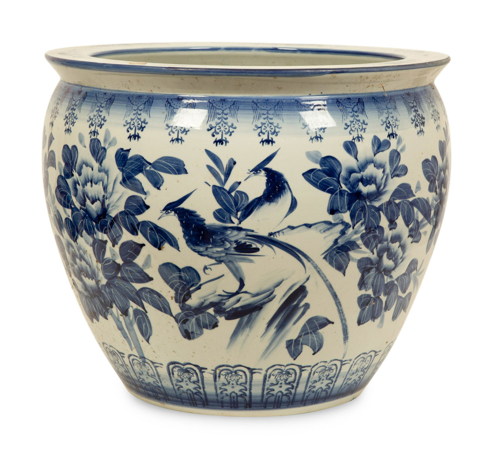 Three Chinese Blue and White Porcelain Fishbowl Jardinieres (1 of 10)