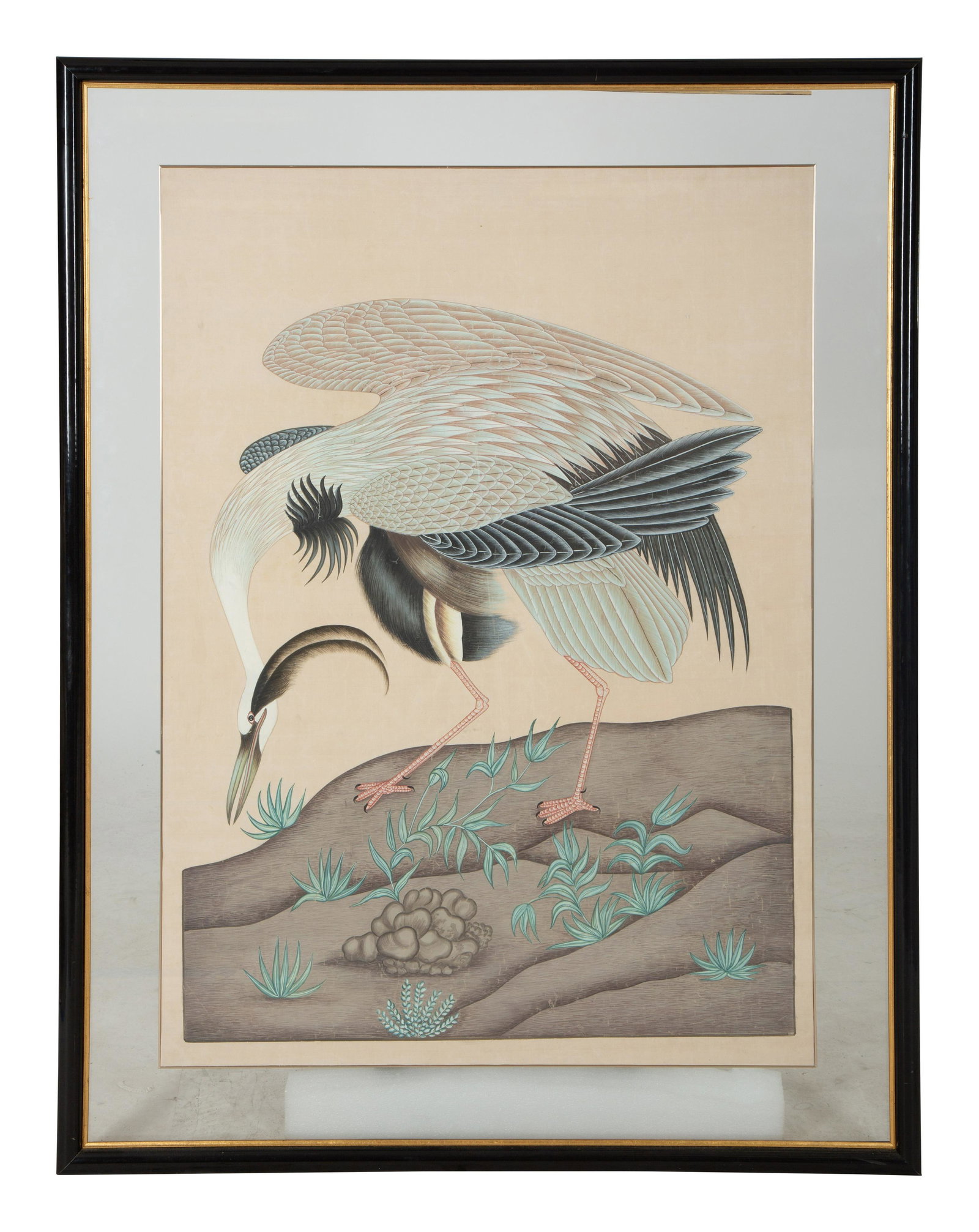 Two Chinese Paintings of Exotic Birds in Floating Glass Frames (1 of 8)