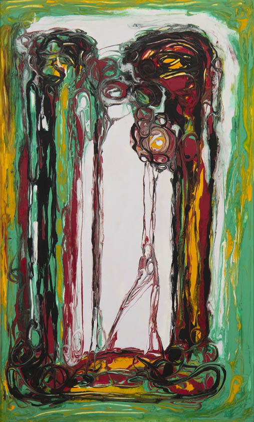 Raymond Jonson, (American, 1891-1982), Polymer No.: Raymond Jonson (American, 1891-1982) Polymer No. 22, 1958 acrylic on board signed Jonson and dated (lower right); signed and dated (verso) 27 x 16 inches.