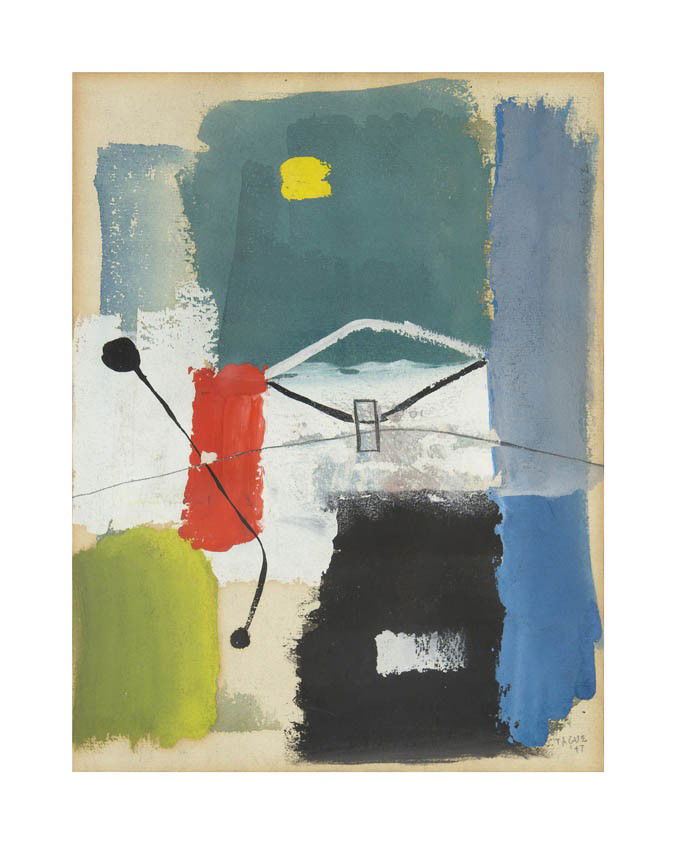 Robert Bruce Tague, (American, 1912-1985), Untitled: Robert Bruce Tague (American, 1912-1985) Untitled, 1947 watercolor and gouache on paper signed Tague (lower right) and dated (upper right) 11 1/2 x 8 1/2 inches.